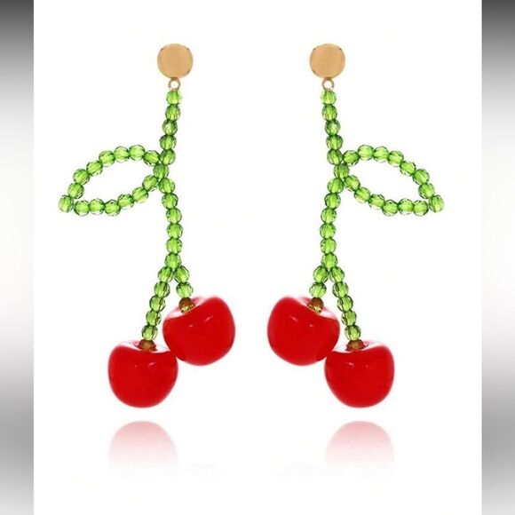 Cherry Drop Earrings N1479 - Picture 2 of 6